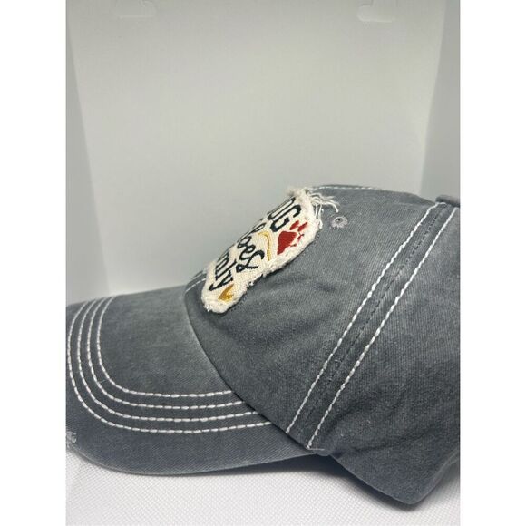 Dog Vibes Only Distressed Baseball Cap – Paw Print Patch Adjustable Hat - Picture 2 of 5